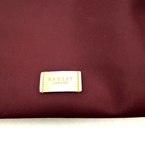 Radley Canvas Tote Bag Leather Trim Burgundy - Picture 2 of 4